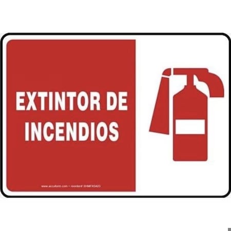 Accuform Safety Sign, Text Legend, Legend EXTINTOR DE INCENDIOS, 004 in Aluminum, 10 in Height, 14 in Width SHMFXG518VA